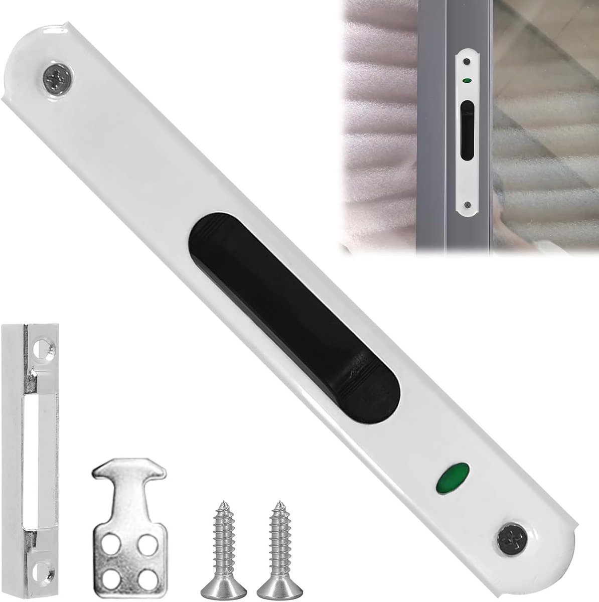 Stainless Steel Sliding Door Lock, White, 197 x 28 mm, Lock for Sliding Door and Window - ShopVlot