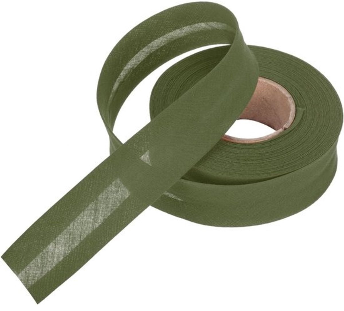 Enkelvoudige biaisband van polyesterkatoen - 25 mm, 10 meter, donkergroen
