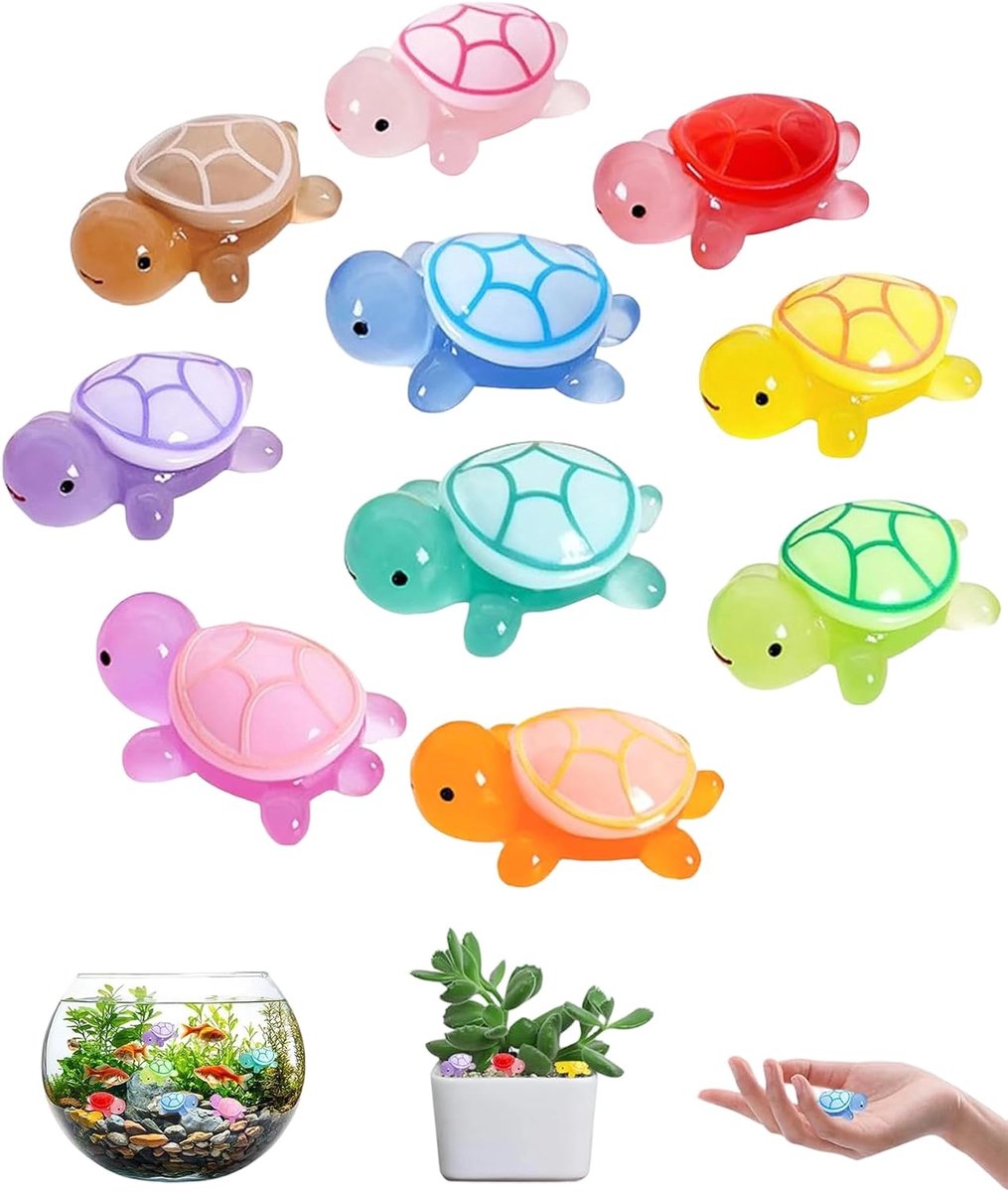10 stuks lichtgevende schildpadden van hars, 4,8 cm, lichtgevend nachtlampje schildpad, willekeurige kleur, voor - ShopVlot