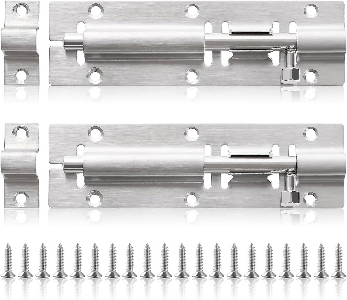 2Pcs 120mm Sliding Latches, Door Sliding Locks, Lock Latches, with Screws, for Bathroom Bedroom Barn Garden - ShopVlot