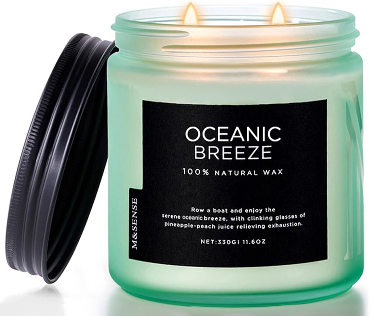 SnelShoppen - Grote Geurkaars 70 Uur Brandduur - Natuurlijke Soja Kaars met Ananas en Mango Geur - 2-Wick Geurkaars in Herbruikbare Glazen Pot - Perfe