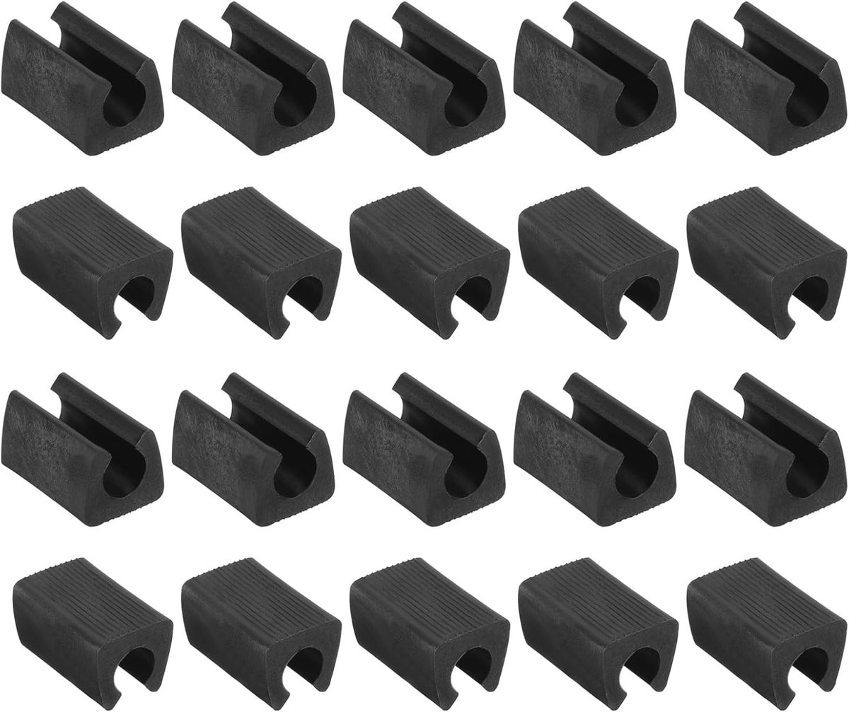 SnelShoppen - 20 Stuks Stoelpoot Beschermers - Rectangulaire Antislip Caps voor Metalen Buizen 12 mm - Duurzame Plastic Vloerbescherming - Zwart
