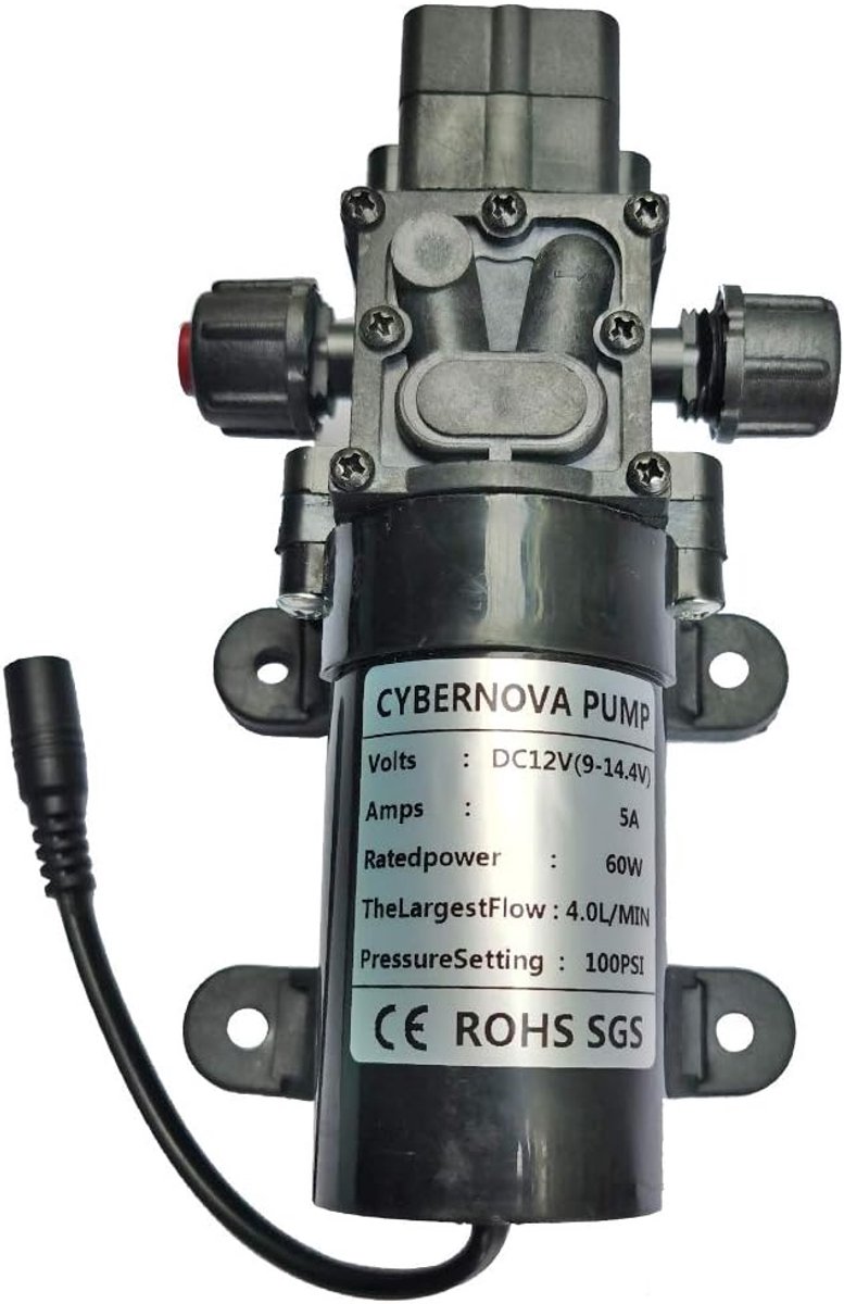 CYBERNOVA DC12 V 100PSI 4L/m Automatic High Pressure Diaphragm Pump with Pressure Switch for Caravans, Boats, Camping - ShopVlot