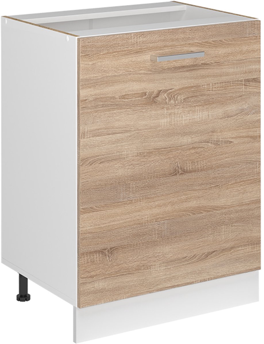 Vicco Keukenonderkast R-Line, Sonoma/Wit, 60 cm met 1 deur zonder werkblad