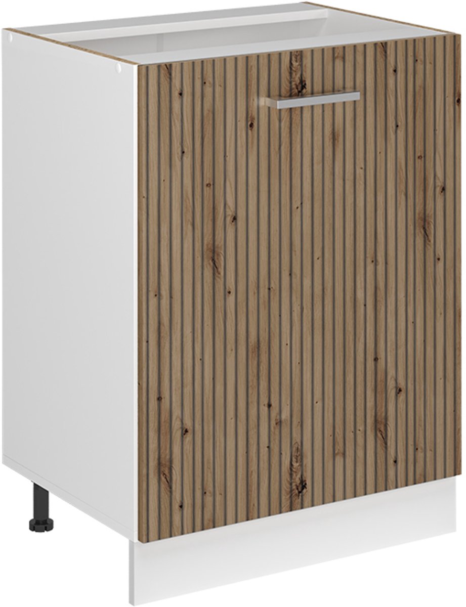 Vicco Keukenonderkast R-Line, Artisanaal eiken/Wit, 60 cm met 1 deur zonder werkblad