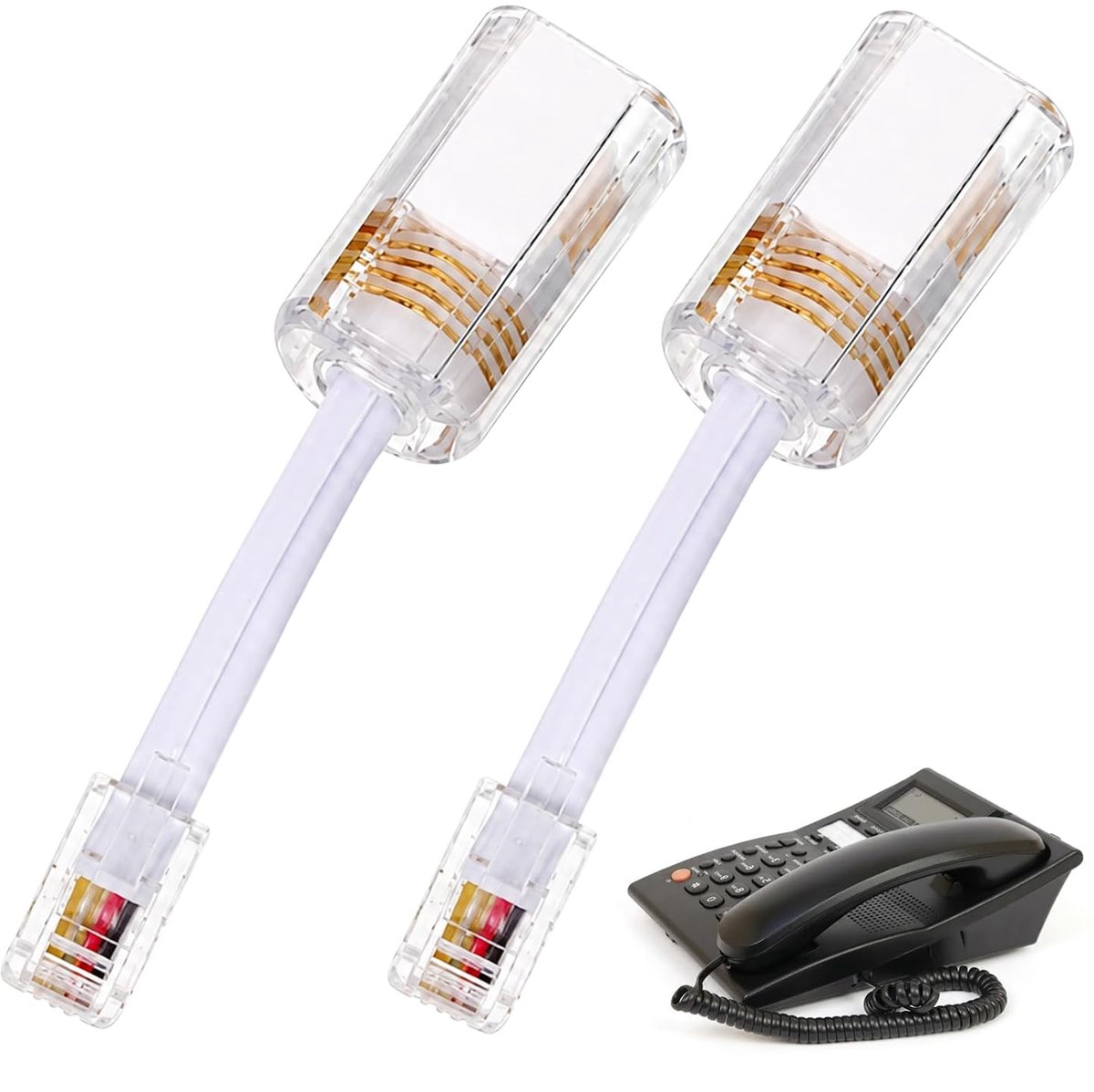 Telefoon kabelontwarrer voor telefoonhoofdtelefoon, 360 graden draaibare adapter, kabelontwarrer, 2 stuks, witte - ShopVlot