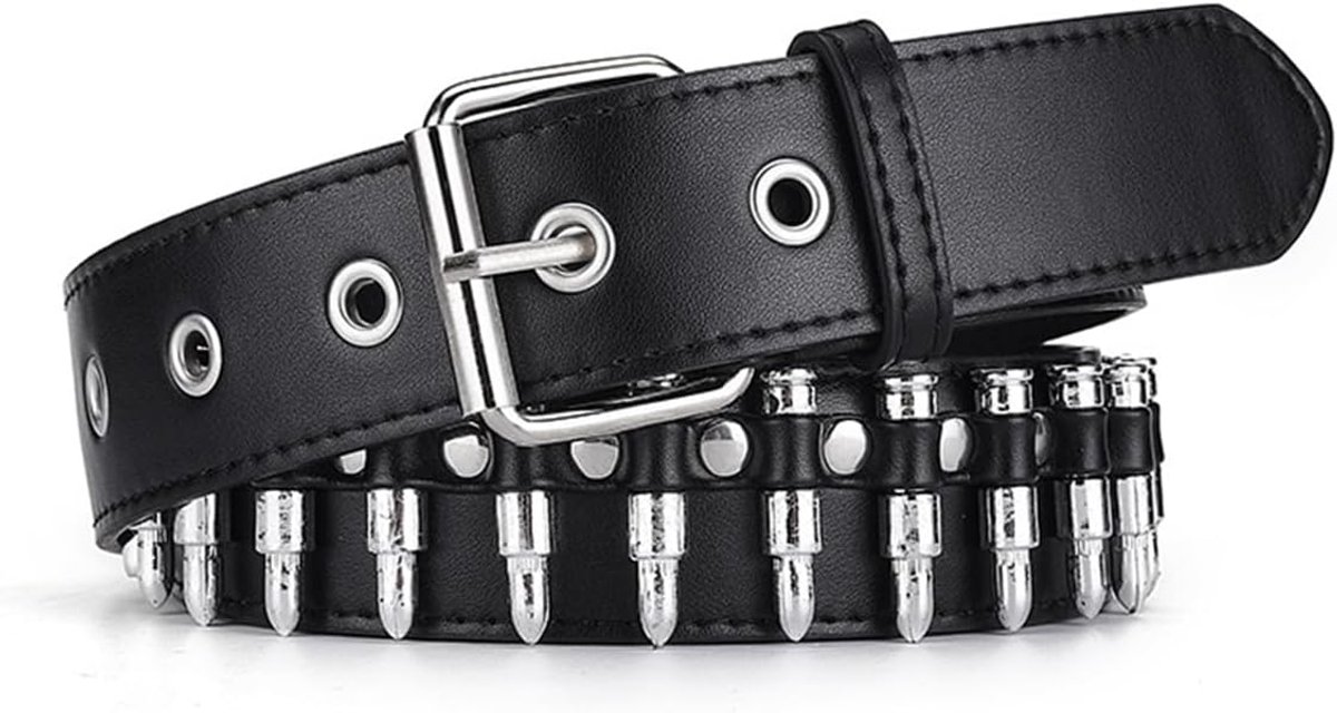Riem met studs voor dames en heren - verstelbare PU-lederen rockriem - zwarte kleur - ShopVlot