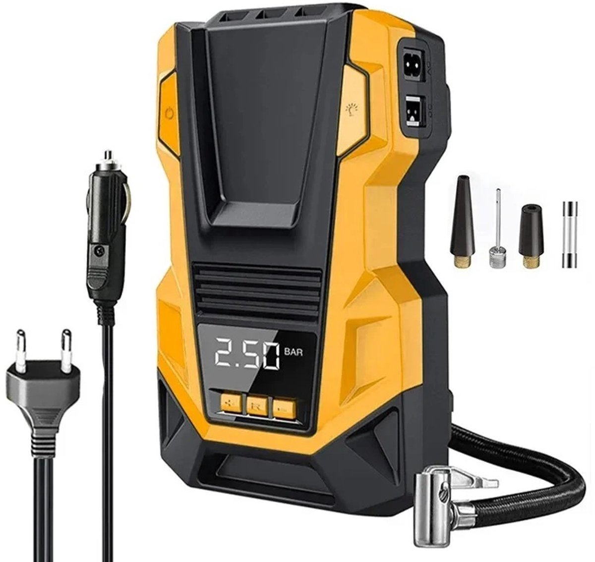 Nyoz draagbare autoband luchtcompressor - Compressor - Bandenpomp auto - 150 PSI - 120W - 220V/12V - Digitale meter - Auto-stop