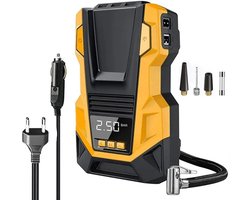 Nyoz draagbare autoband luchtcompressor - Compressor - Bandenpomp auto - 150 PSI - 120W - 220V/12V - Digitale meter - Auto-stop