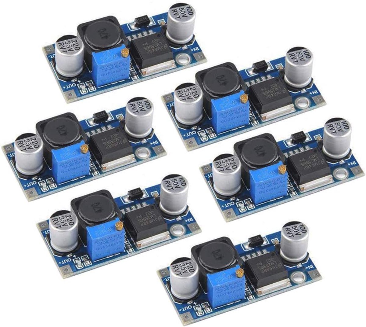DC-DC Converter 6 stuk - LM2596 - Ingang 3V tot 40V - Continue spanning van 1,25V tot 35V - ShopVlot