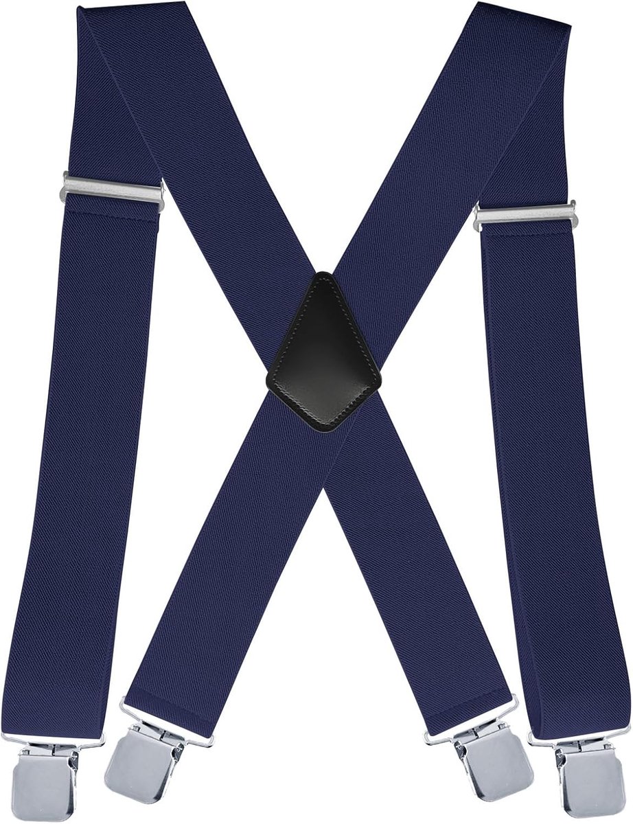 Braces For Men 5cm Wide, With Very Strong 4 Metal Clips - Suspenders X-Shape Design Adjustable to 110cm And Elastic - ShopVlot