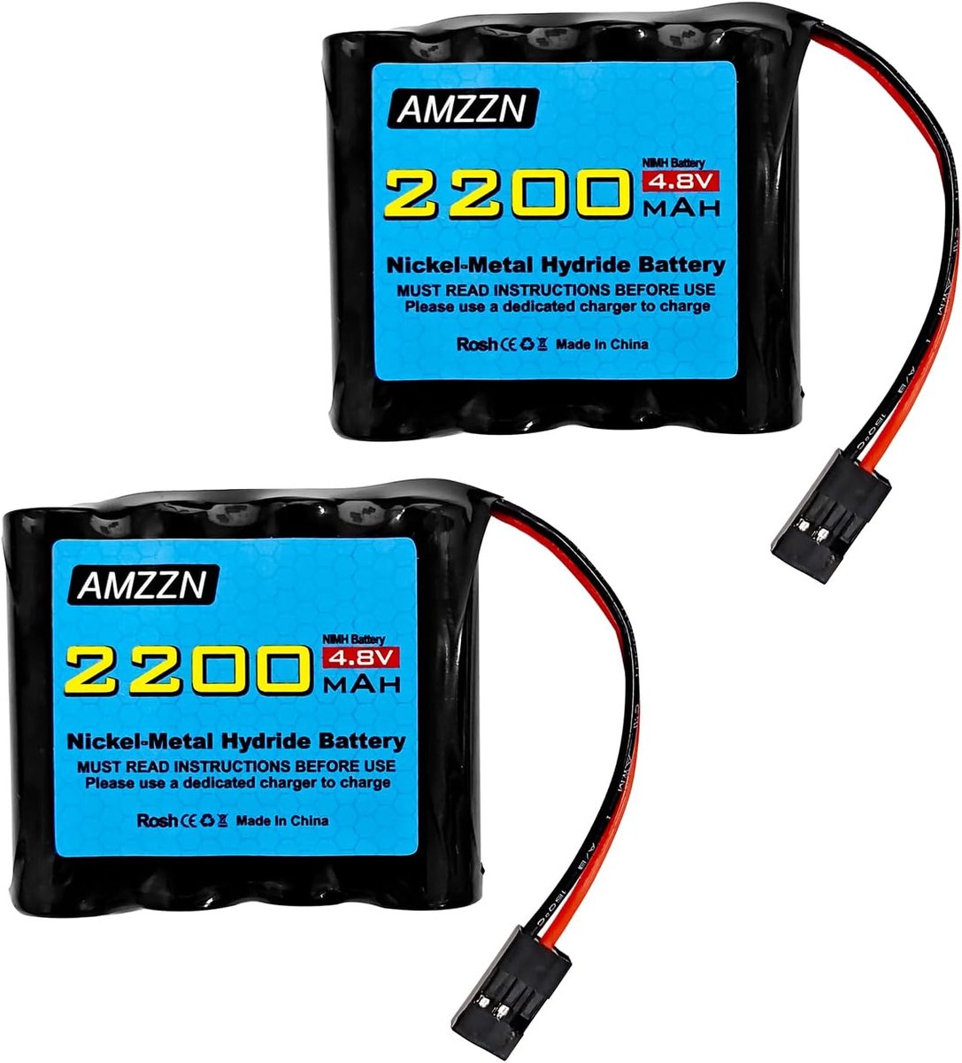 2pcs 4.8V 2200mAh AA NiMH Battery with Hitec Jack for RC Vehicle Remote Control Rechargeable Battery Set - ShopVlot