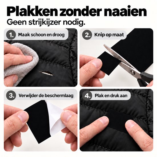 Consumerce® Zelfklevend Nylon Reparatiedoek - 20 x 15 cm - Zwart - Reparatie Patches voor Kleding - Reparatiepatch voor Donsjas, Regenjas en Tent - Textiel Reparatiestof - Plakkers Zonder Naaien - Repair Stickers — afbeelding 3