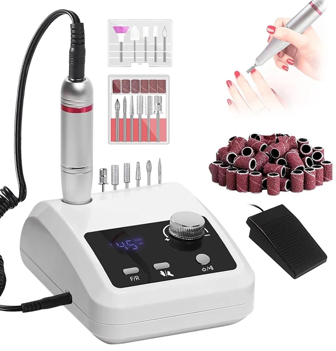 Cherrys Finds - Elektrische Nagelvijl - 45000 RPM - Elektrische Nagelvijlen - Nagelfrees - Nagelfrees Professioneel - Pedicureset Electrisch - Elektrische Nagelfrees - Nagelfrees Machine - Nagelfrees Kunstnagels - Nagelboormachine
