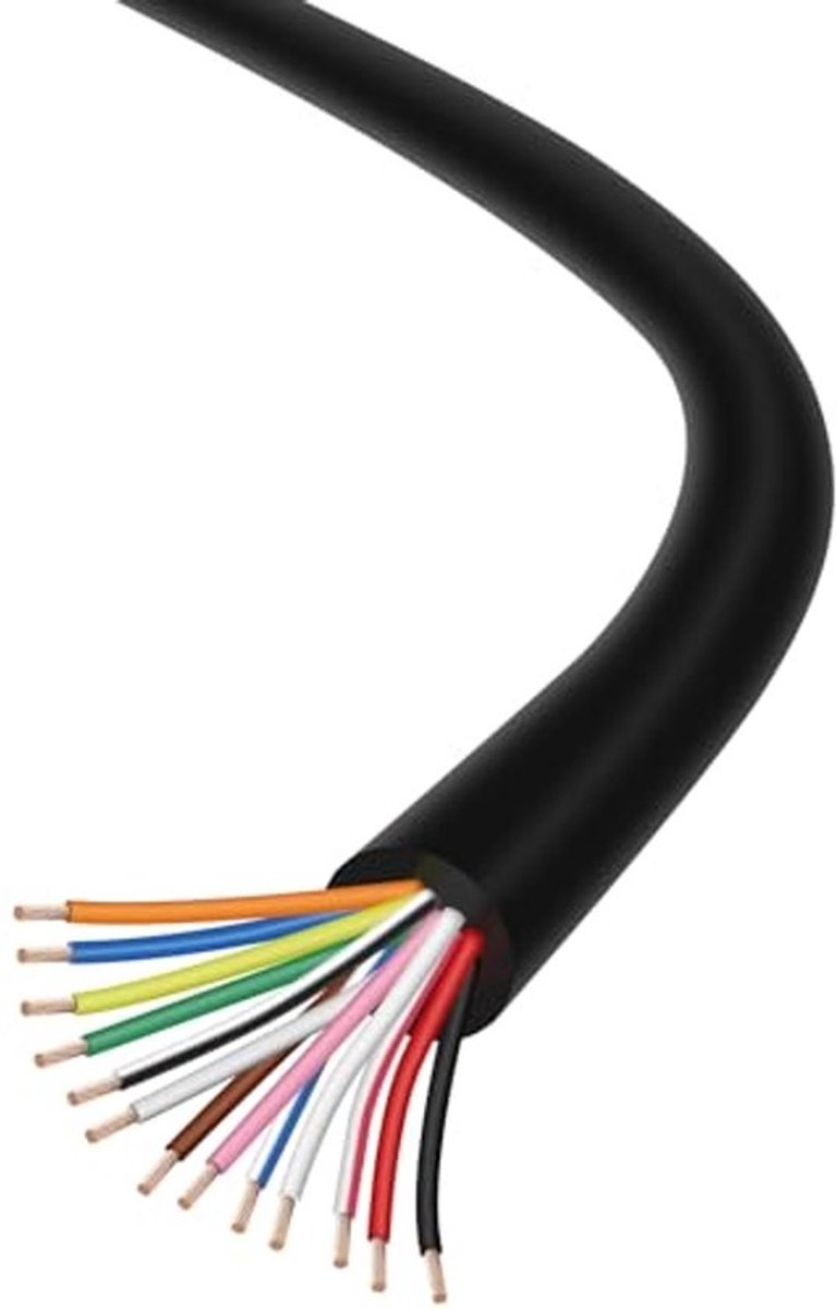 Zwarte 13-aderige autokabel van 3 meter - 0,5 mm² meeraderige aanhangerkabel voor voertuigen, camping en industrie