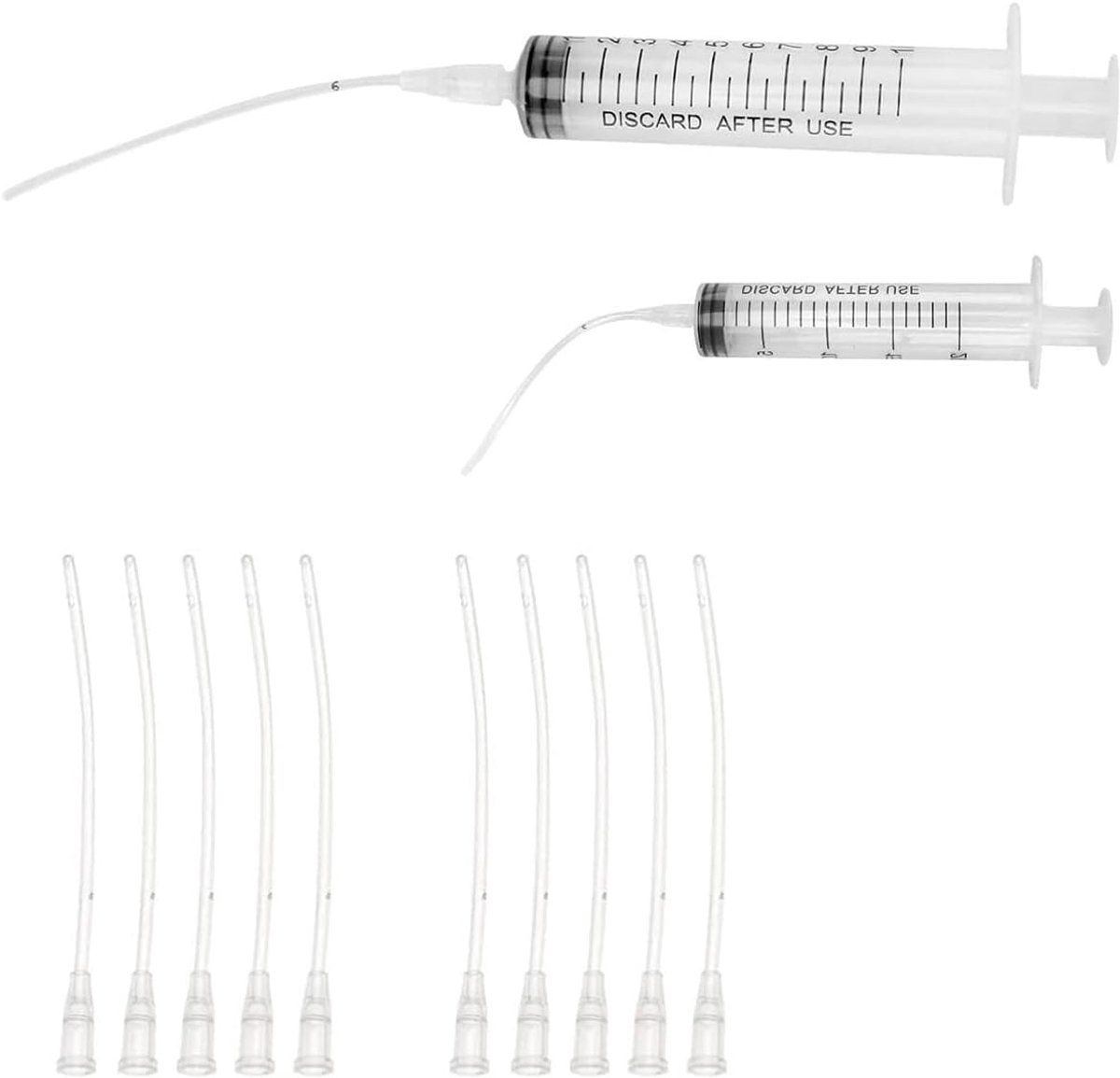 12 stuks voederdispensers voor papegaaien, inclusief 10 ml, 5 ml, praktisch gereedschap voor het voeren van papegaaien, duiven en mussen, veilig en gemakkelijk te reinigen kunststofmateriaal