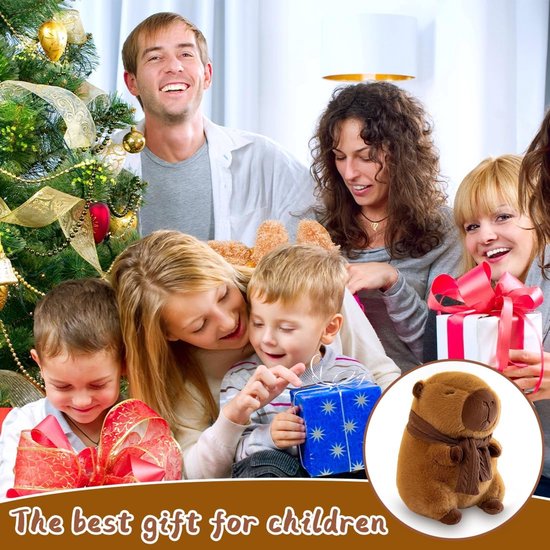 Knuffeldier, 25 cm, pluche dier met halsdoek, watervarken knuffeldier, schattige simulatie, speelgoed knuffeldier, cadeau voor volwassenen en kinderen — afbeelding 5