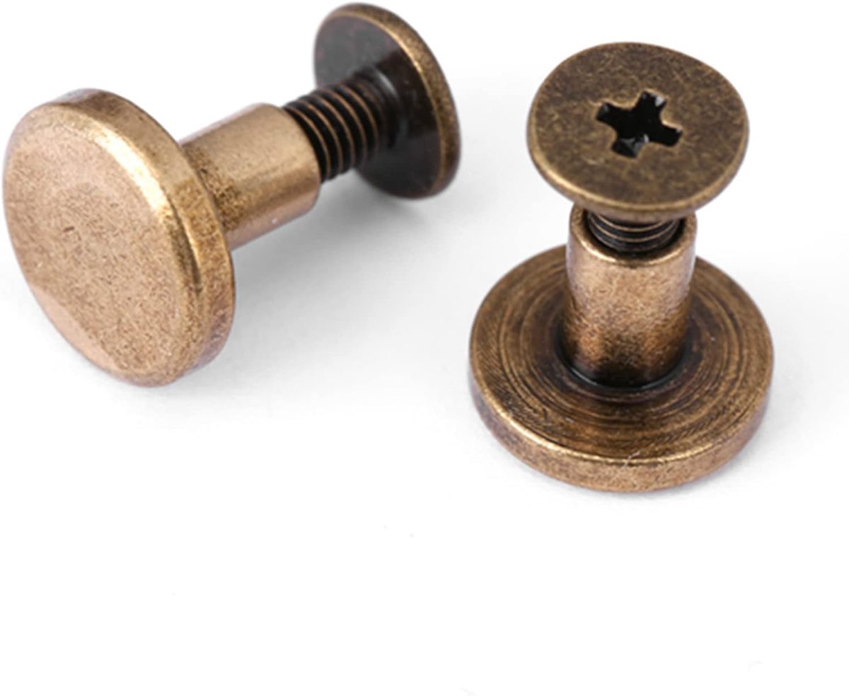 Koperen schroeven van moeren tot cups bevatten 20-delige reparatieset, accessoires voor leren kap en voor de afdekking van de leren kap (8 mm)