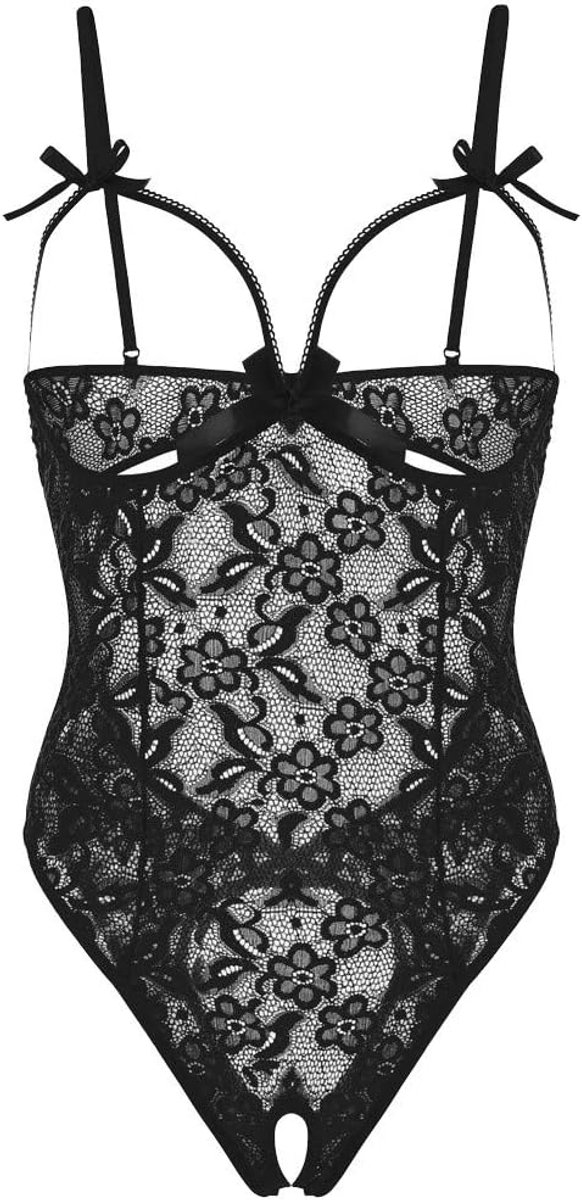 Dames borduurwerk lingerie kant sexy set slipje bralette bloemen transparant body babydoll push-up katoen gevoerd chic A108