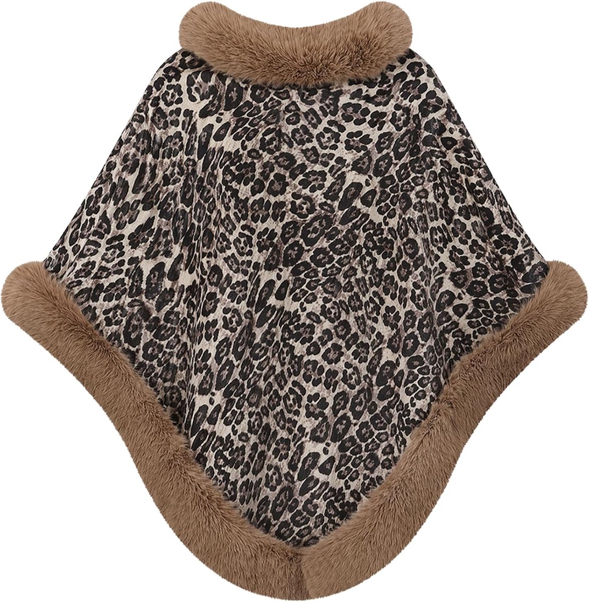 Winterponcho voor dames, met pluche rand, cape, mantel, dikke fleecedeken, warme schouderdoek voor herfst en winter
