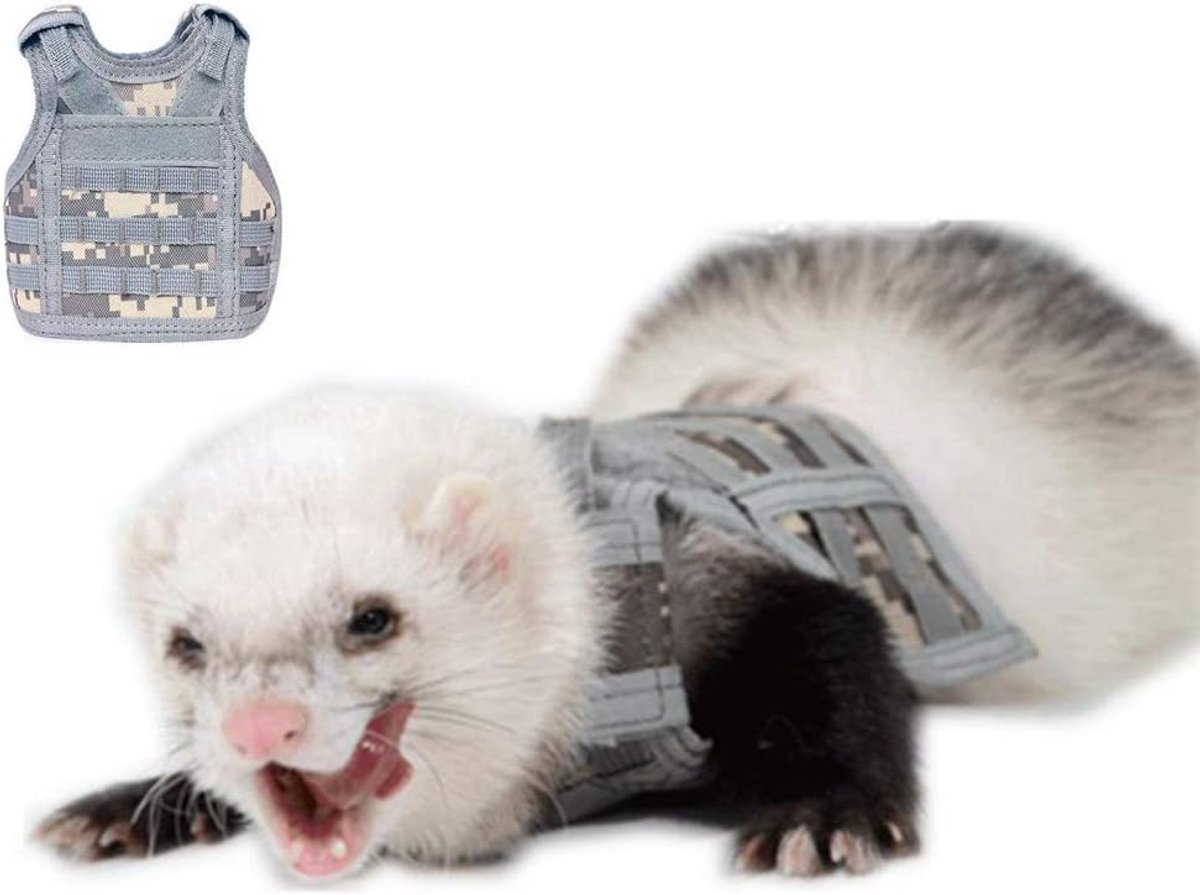 Kleding Kleine Dieren Harnas Militaire Stijl Verstelbare Schouderbanden Zachte Mesh Comfort Duurzaam Nylon Gewatteerde Vest Fret Cavia Hamster Konijn Kitten Puppy Kleine Huisdier Kleding