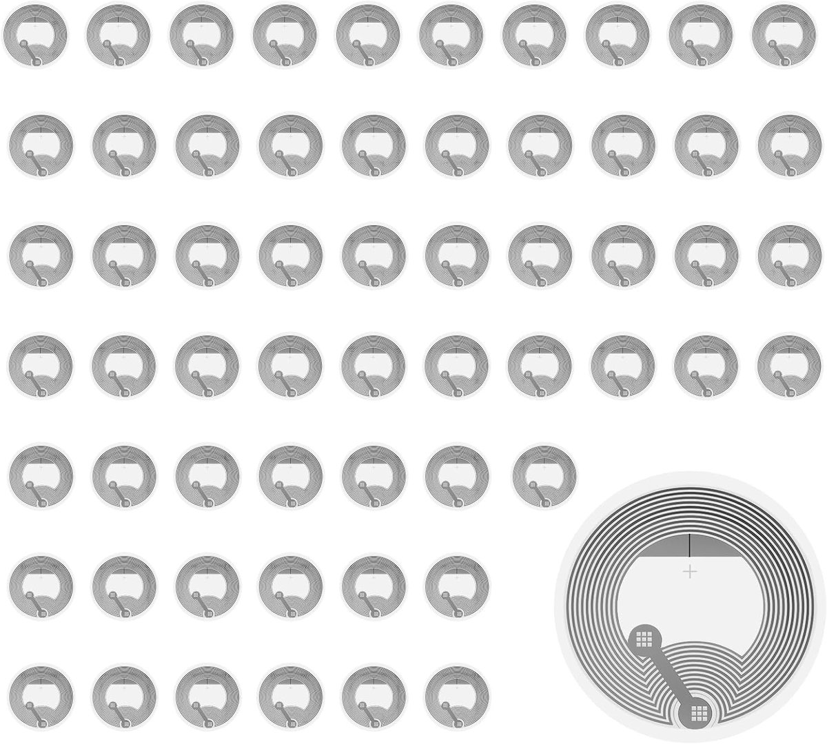 60 stuks NFC-tagstickers, programmeerbare NFC-tagstickers, Ntag213, 144 byte geheugen, NFC-chip, 25 mm tag NFC-kaarten voor alle NFC-compatibele apparaten, meer dan 100.000 verwijderingen