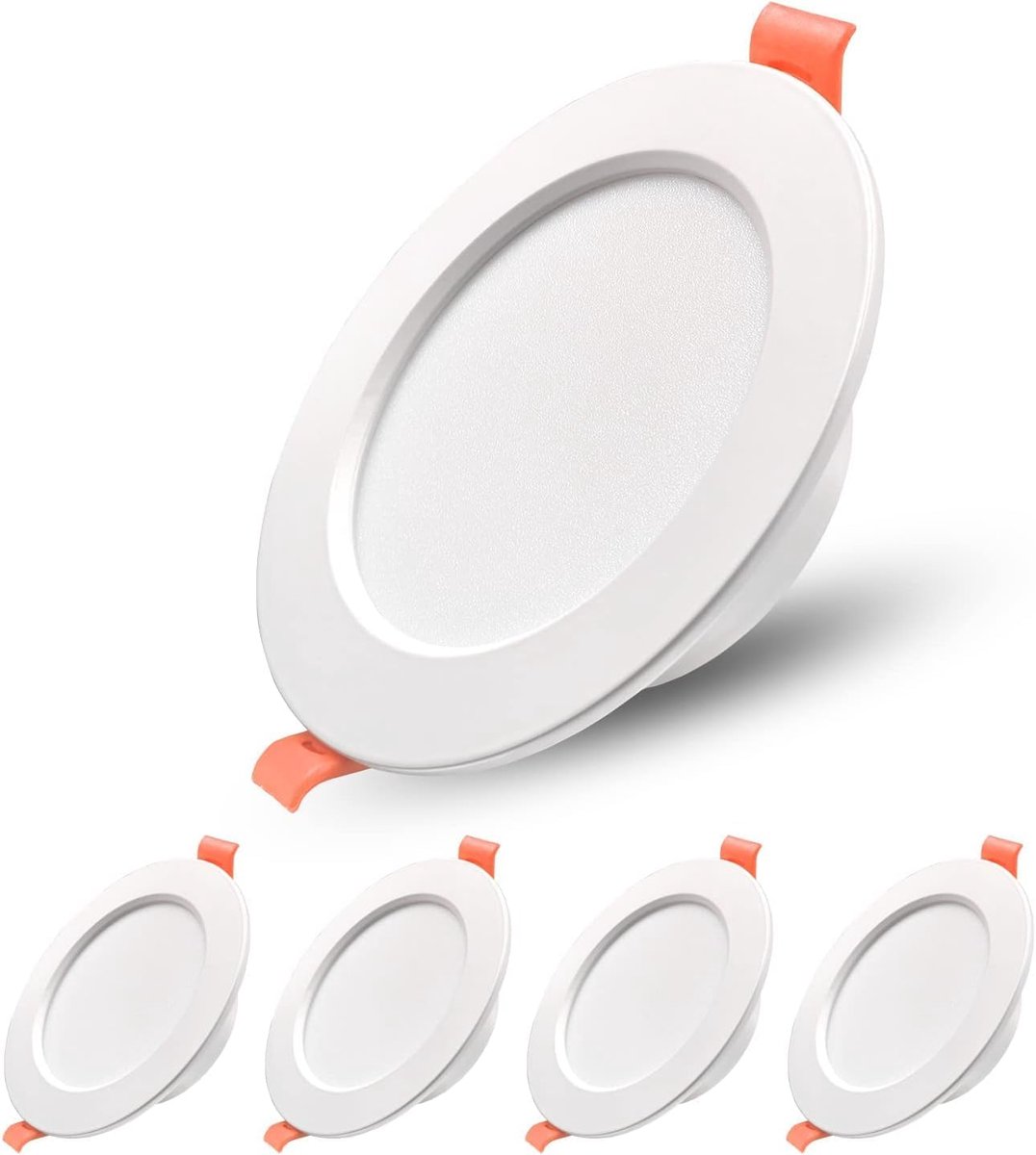 LED Inbouwspots 230V, LED Spot IP44, 5W Downlights 6000K Koel Wit Licht 480LM, Ronde Inbouwspots Wit, Ultra Flat Plafond Inbouwspots 33mm, voor Keuken Slaapkamer Woonkamer, 5 Pack