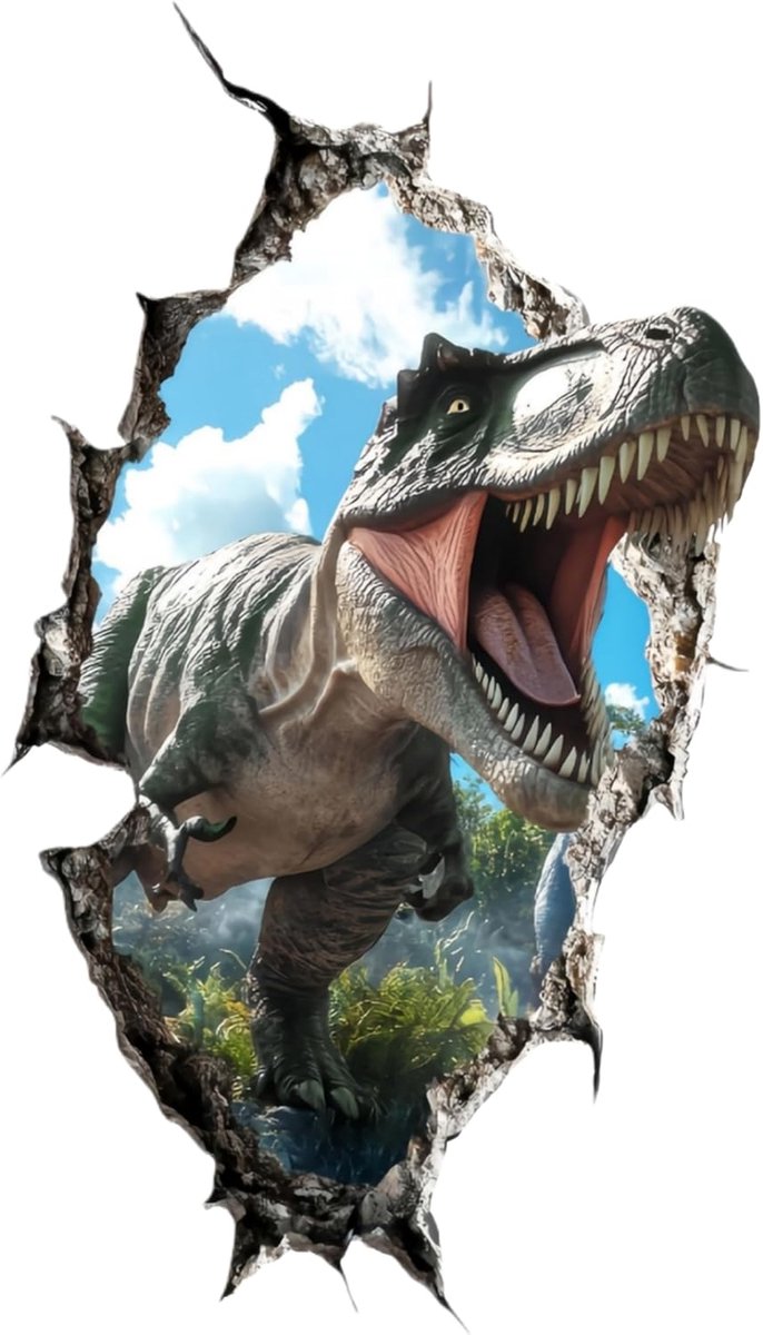 Dinosaurus T-Rex autostickers, set van 2 stuks, waterdichte vinyl decoratieve stickers voor kinderkamer, muur, laptop, koffer, motorfiets en schoolbenodigdheden