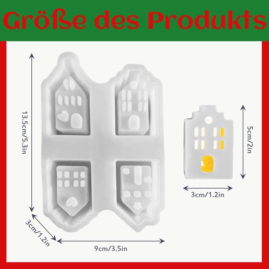 4 stuks siliconen vormen gietvormen huizen, mini siliconen mal huis gips om te gieten, siliconen mallen gietvormen huis, mini-huizen, gietvorm huizen voor het maken van kaarsen handgemaakte — afbeelding 2