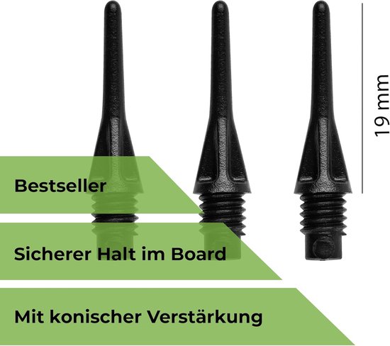 Karella Soft dart tips Pro-Tip 1000 pieces, super stable and perfect grip in the board, black, white - ShopVlot van Karella — afbeelding 3