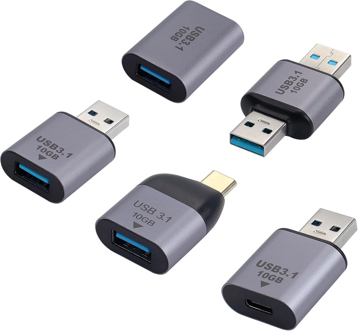 XMSJSIY 10Gbps USB C to USB 3.0 Adapter, USB 3.0 Male to Male/Female Adapter, Type C Female to USB C Male/Female, Type - ShopVlot