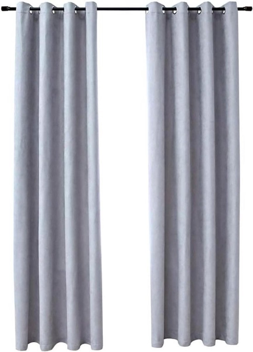 Blackoutgordijnen - Verduisterende gordijnen - Voor verduistering van de slaapkamer - Met metalen ringen - 140 x 175 cm - Grijs