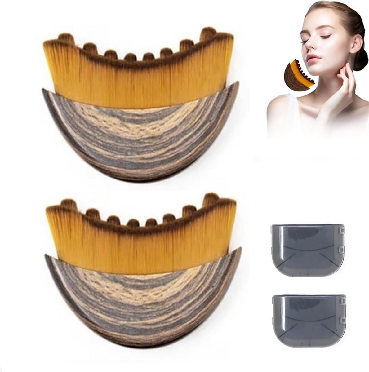 Okado Gezichtsmassageborstel Set 2 Stuks – Face Brush voor Gezichtsverzorging – Massageborstel met Zachte Borstelharen – Compacte Droogborstel voor Beauty Routine