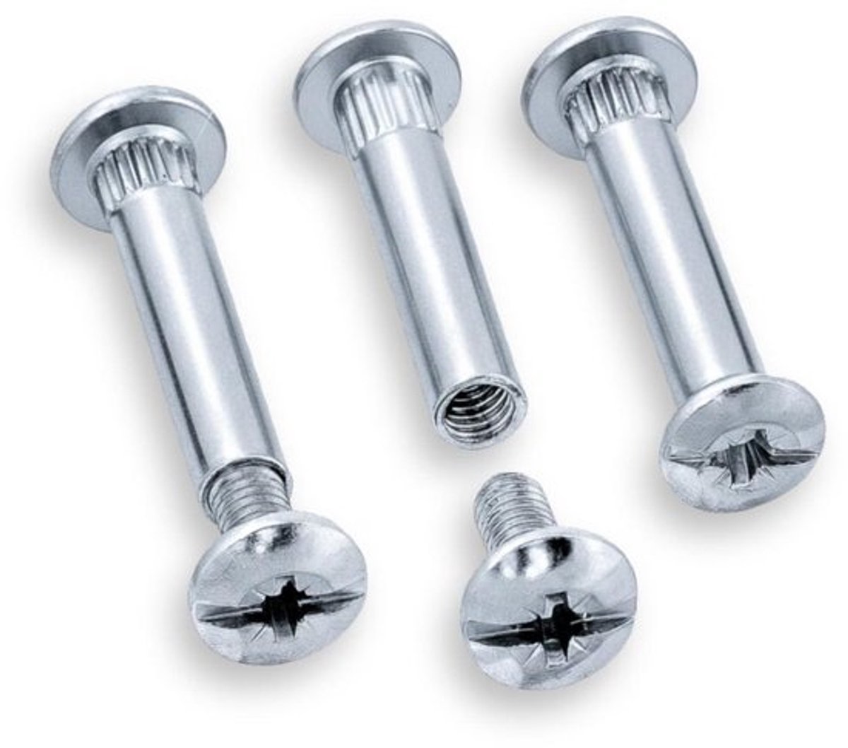 Verbindschroeven - Meubelverbinders met cilindermoer - Voor het monteren van meubels - Vernikkeld staal - M4 x 31-40 mm - Zilver