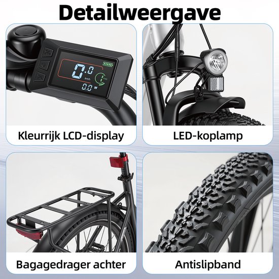 Bekup 28" Robuuste Elektrische Fiets – 36V 14.5Ah, 250W, 75km Shimano 7– Kristalzilver — afbeelding 3