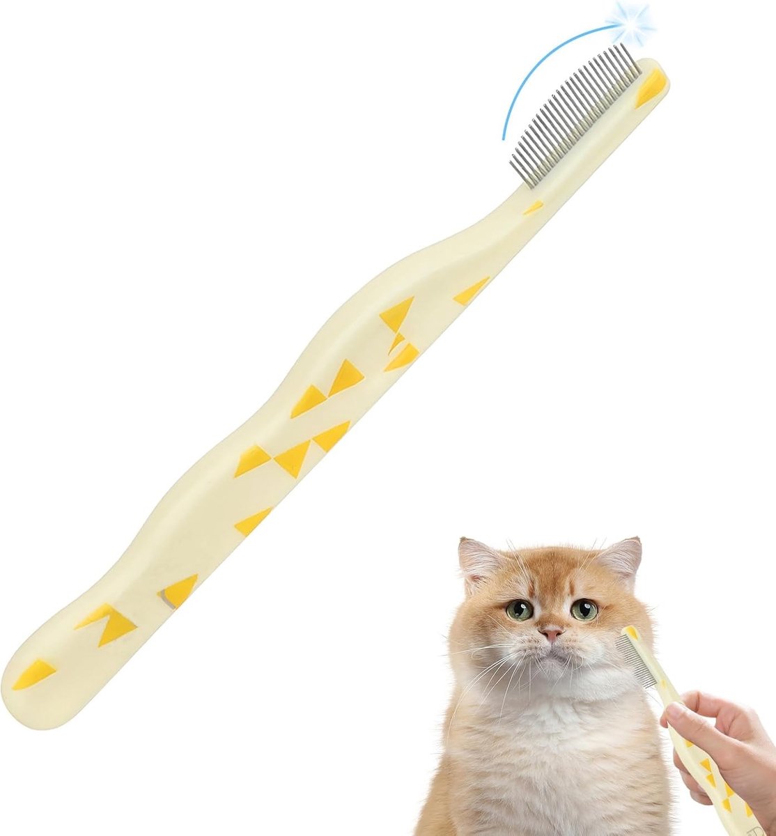 Teardrop Kam voor Honden en Katten, Fijngetande Kam voor Zachte Vachtverzorging, Verwijdert Traanvlekken met Ronde Tips, Ergonomisch en Lichtgewicht 12cm