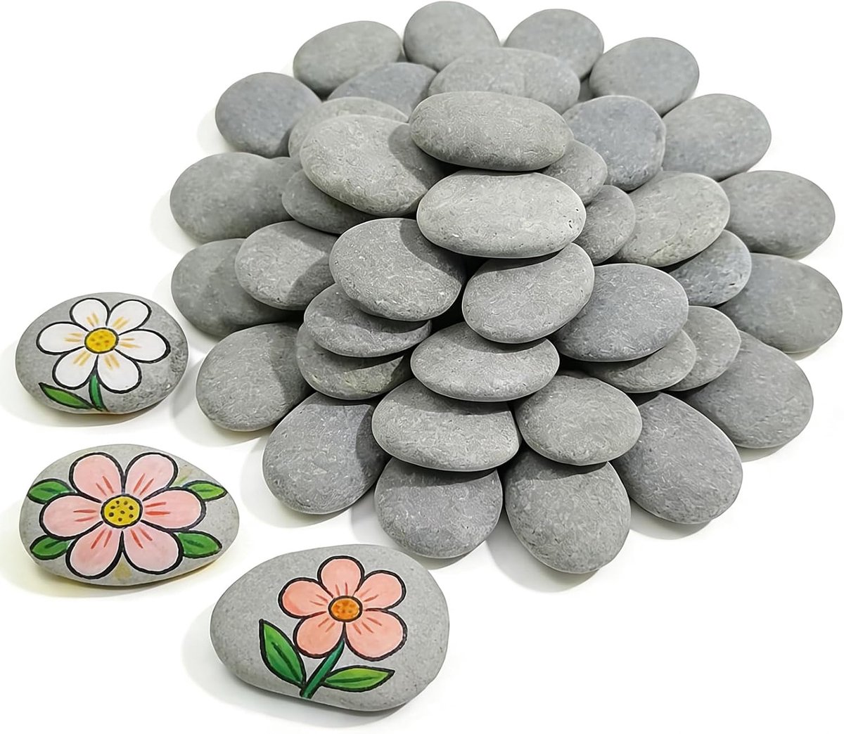 40 pebbles for painting, 1-3 cm, smooth natural stones, flat, ideal for DIY and crafts, easy to paint - ShopVlot