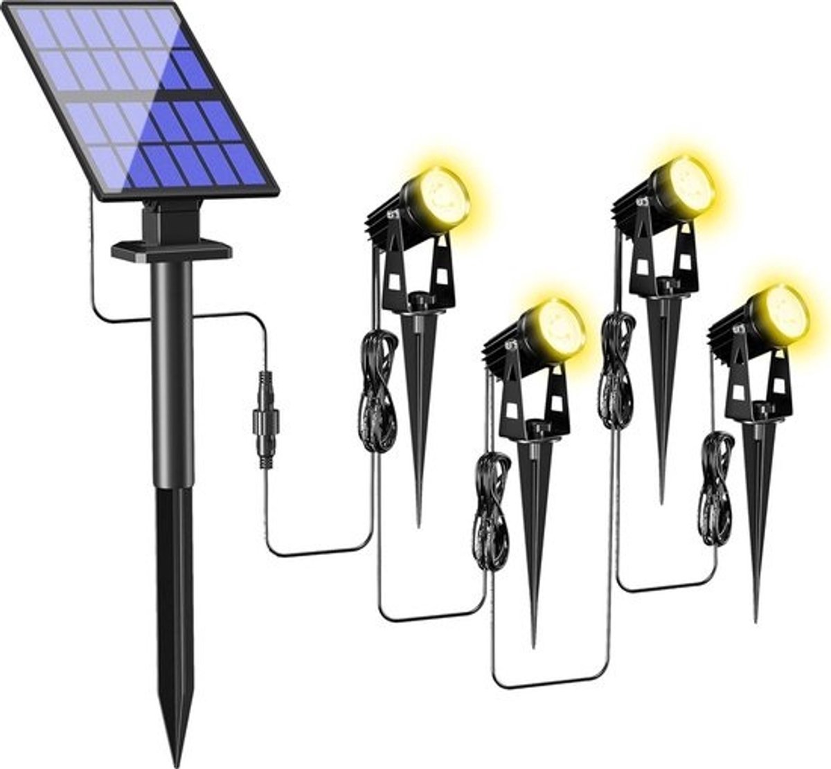 Tuinverlichting - Op zonne-energie - Aluminium - Waterdicht - Warm licht - Solarlamp voor tuin - Zonnelamp - Auto on/off - Voor bomen, struiken en tuinpaden - Tuinverlichting op zonne-energie