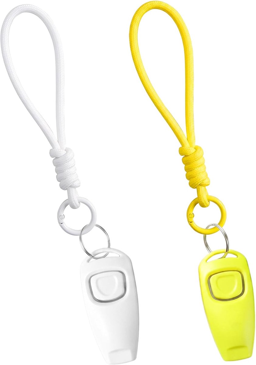 Klicker voor honden en katten, trainingsclicker met polslus, helder klikgeluid voor positieve training, lichte en robuuste clicker voor puppy's en volwassen honden, 2 stuks