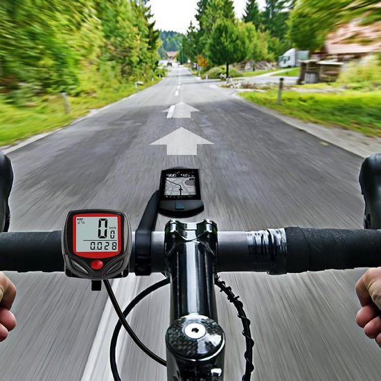 Draadloze fietssnelheidsmeter, LCD-scherm, snelheidssensor, zwart van Merkloos — afbeelding 3