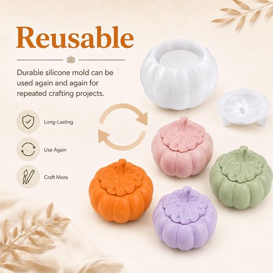 2 stuks pompoen siliconen mal Halloween decoratie hars — afbeelding 3