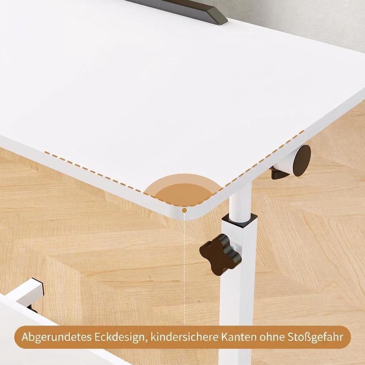 Bureau - Zit Sta Bureau 80 x 40 x 64-89 cm - Kantelbaar tafelblad mobiele werkplek 4 zwenkwielen (2 met rem) Wit thumbnail 5