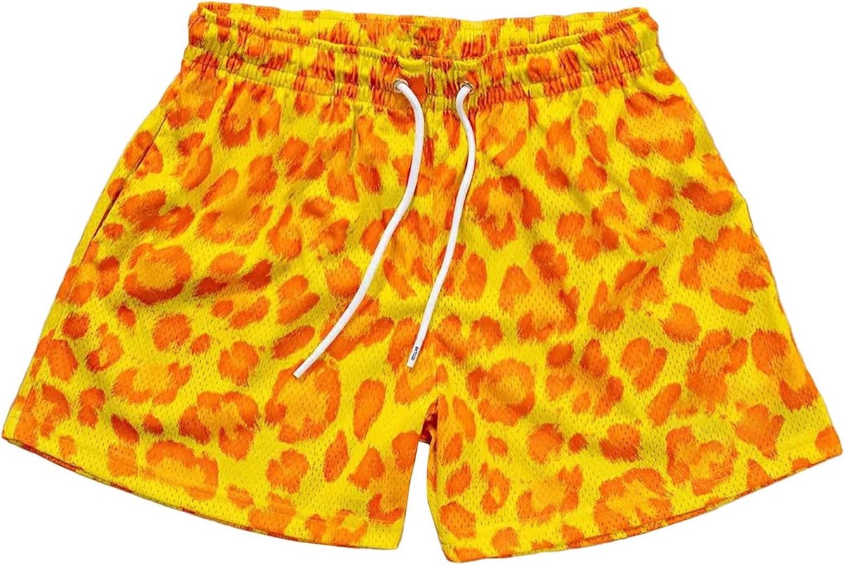 Broek met luipaardprint voor heren, sportbroek, fitness, strandbroek voor heren, badpak