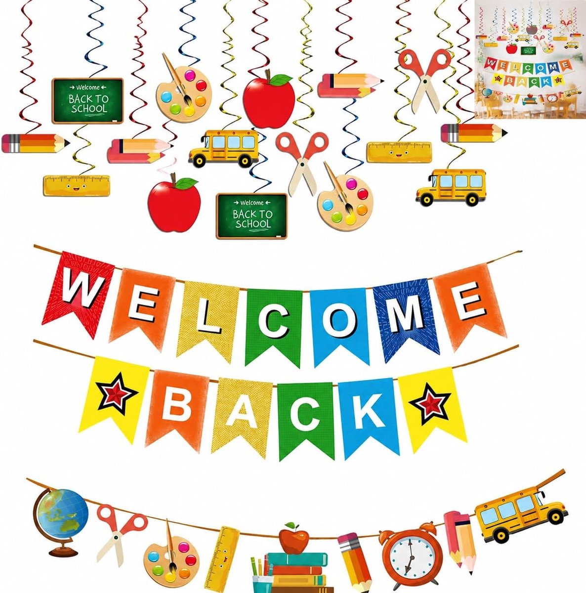 Terug banner – 5 meter “WELCOME BACK” letter slinger decoratie voor school, kantoor, thuisfeest, verjaardagen, heropening en evenementen