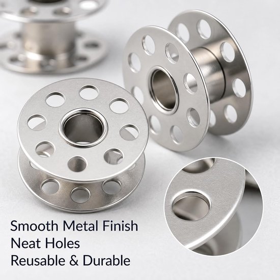 Spoelen voor naaimachine met spoelbox, onderdraadspoelen zilver, 11 × 20 mm, naaimachinespoelen, compatibel met de meeste huishoudelijke naaimachines, voor naaien — afbeelding 4