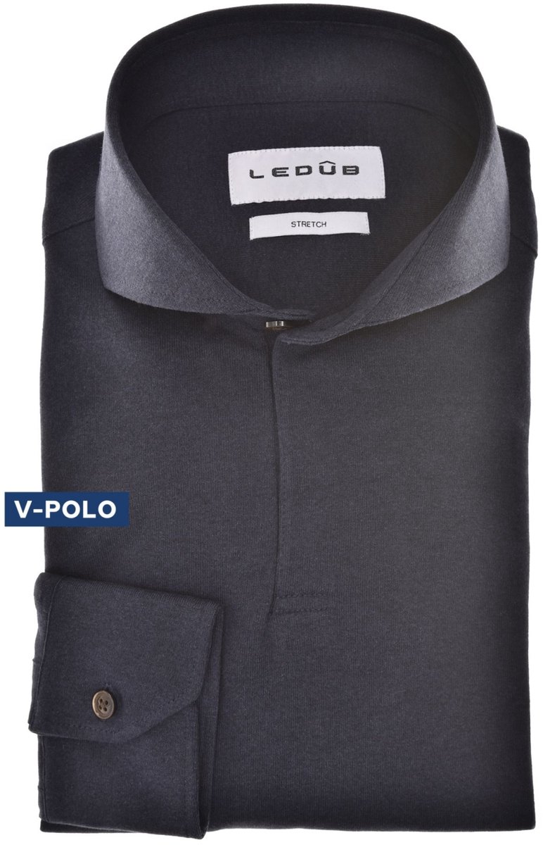 Ledûb Polo Long Sleeve Cutaway Collar Jersey Stretch Navy / male