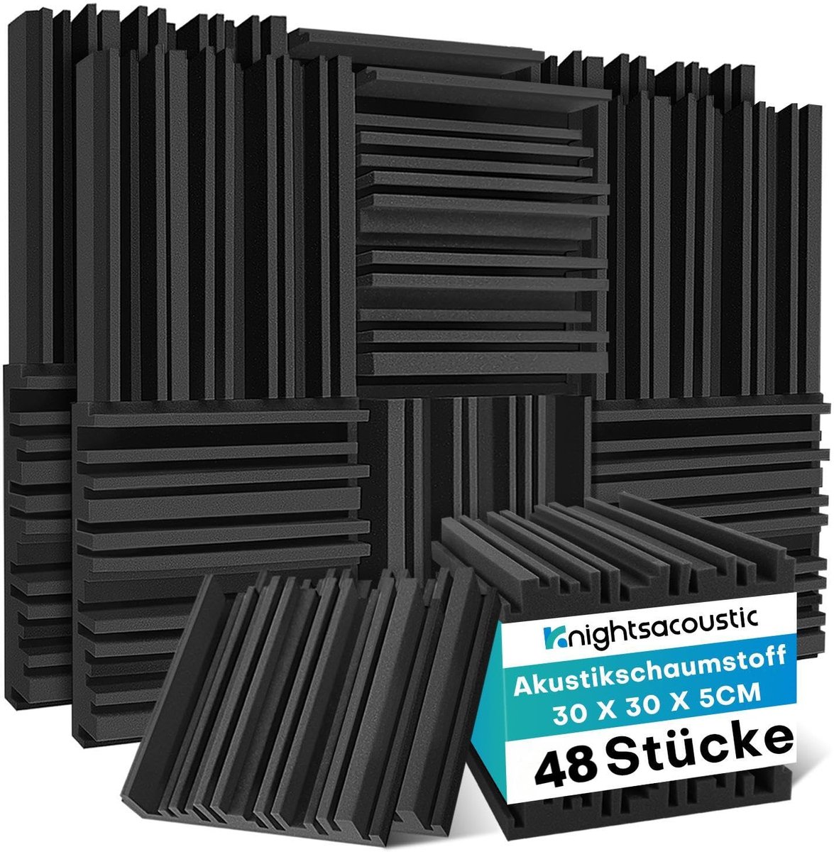 48 Stuks 30 X 30 X 5CM Akoestisch Schuim Geluidsdempende Panelen Akoestische Schuimmatten, Echoreductie Geluid - ShopVlot