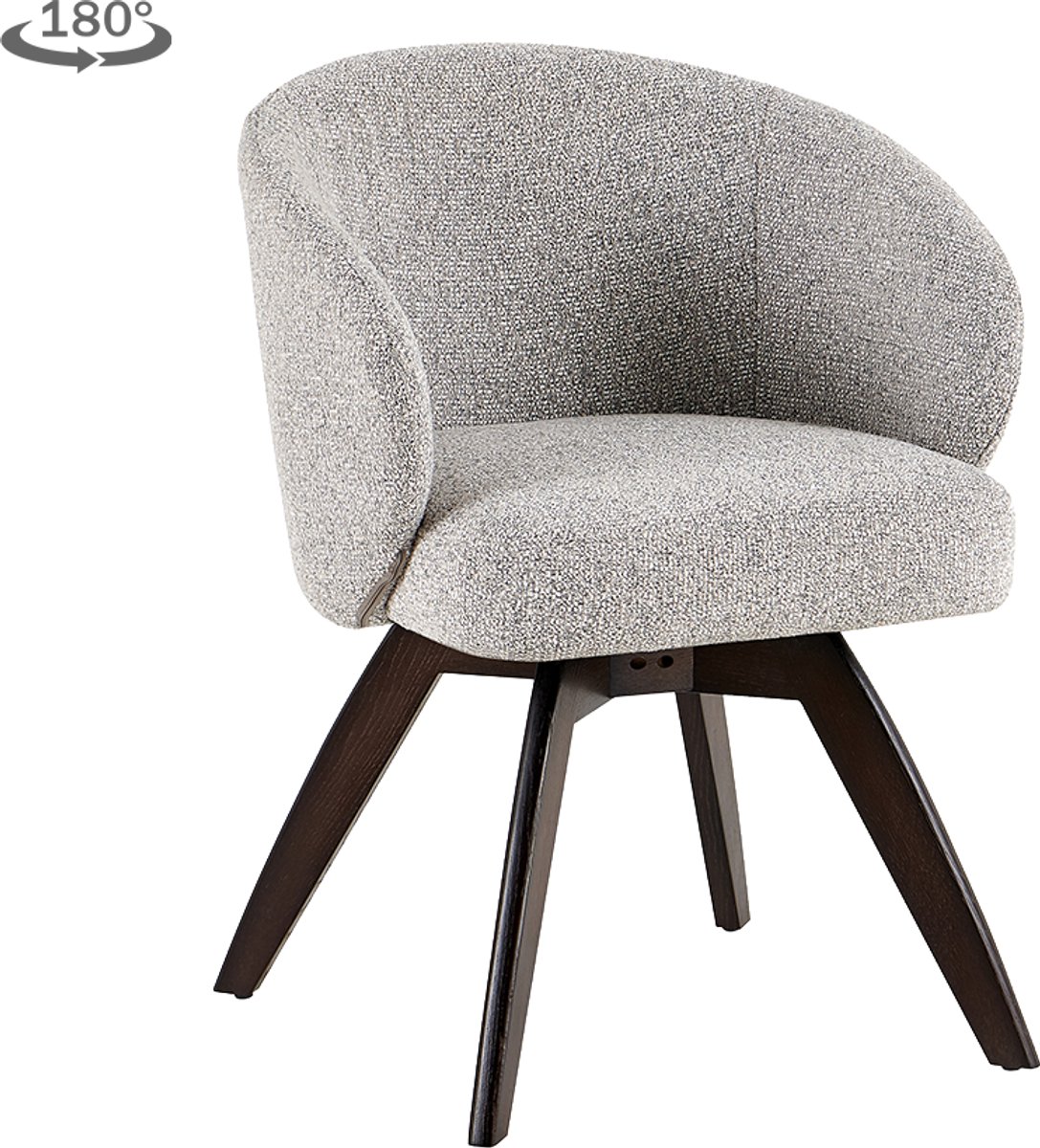 Tower Living Brescia armchair swivel 180? Espresso- Puente 09 light grey Grijs