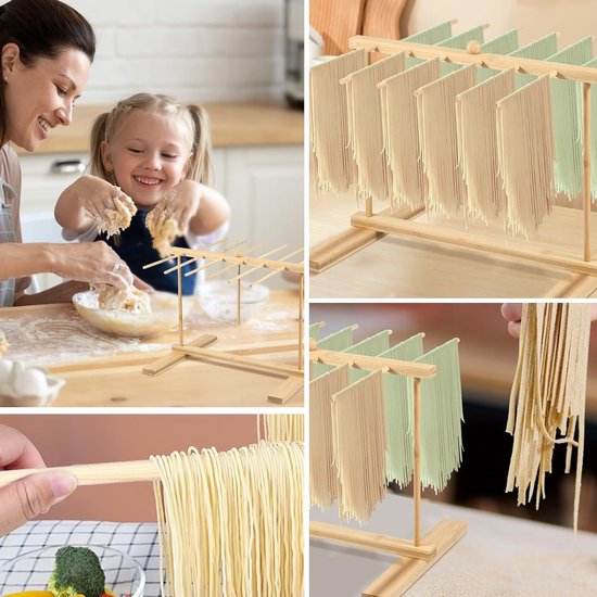 SnelShoppen - Noedeldroger met 12 Stangen, Ruimtebesparend Pasta Droogrek, Herbruikbare Pastabork voor Handgemaakte Pasta, Ideaal voor Keuken en Pasta van Snelshoppen — afbeelding 2