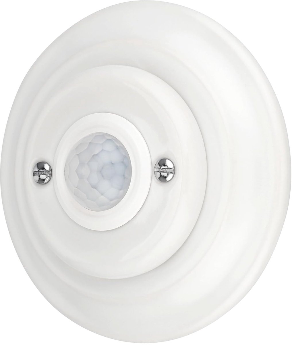 Recessed porcelain retro LED motion detector, all-in-one, series PR1 white - ShopVlot
